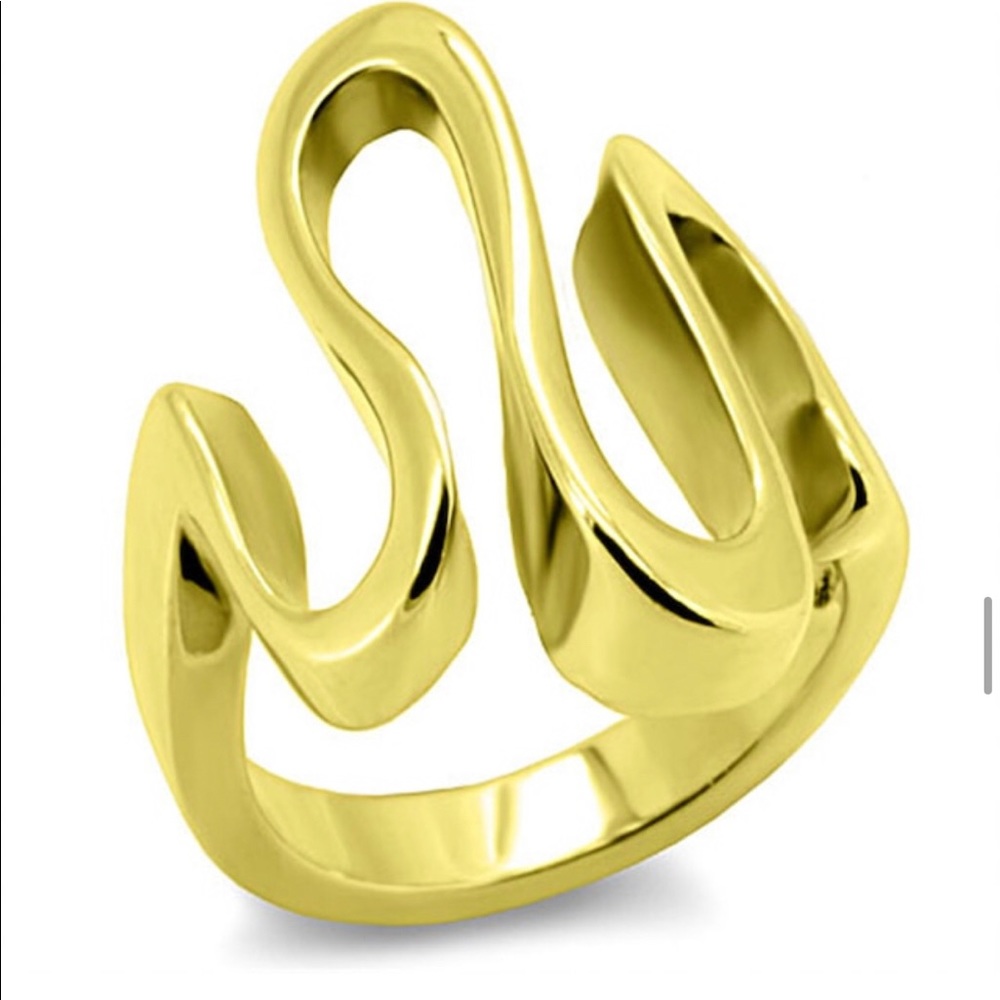 The stainless steel ring gold plated